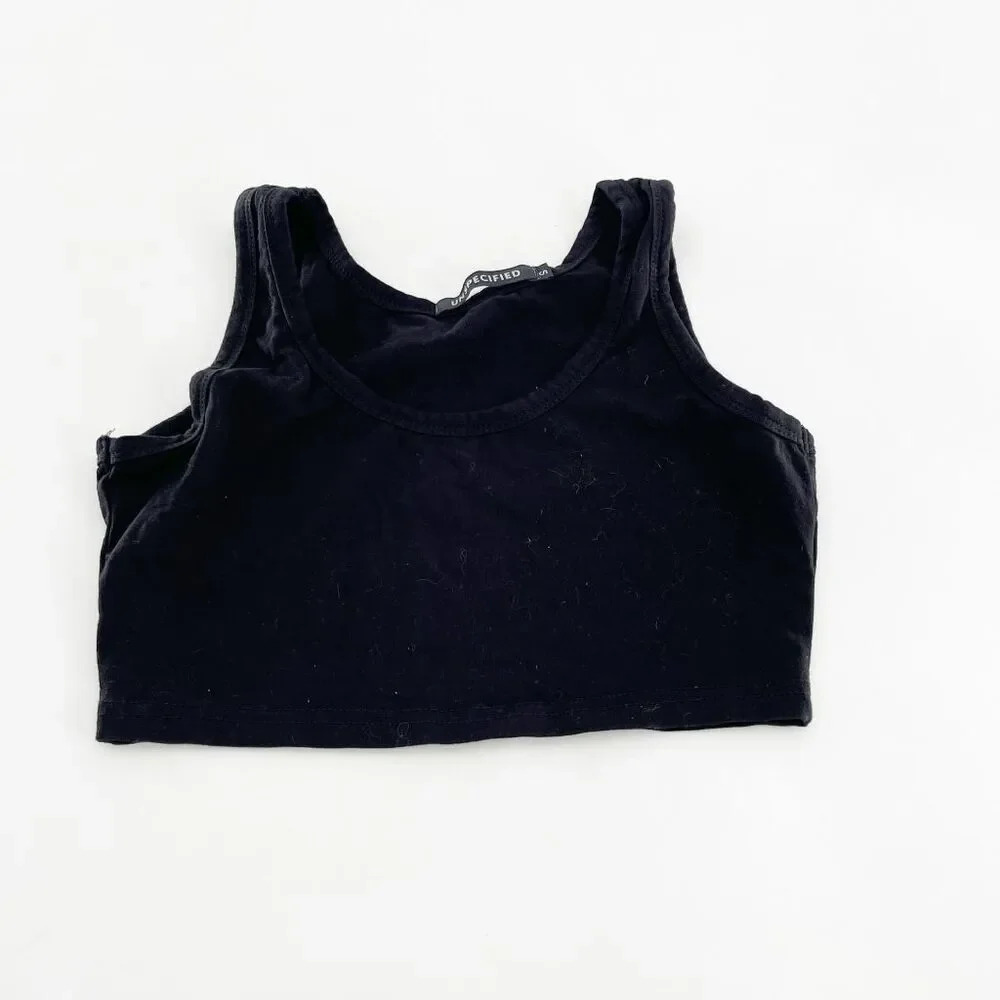 Unspecified Crop Tank Top Womens‎ Size S Black Round Neck Casual